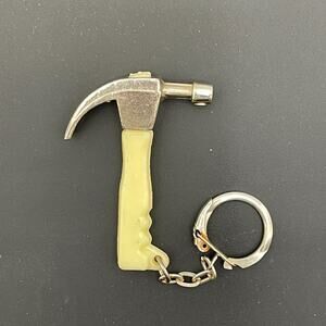 Vintage Mini Hammer Souvenir Keychain Plastic Handle Metal Head